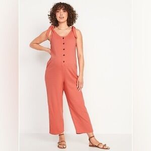 Old Navy Maternity Tie-Shoulder Henley Jumpsuit